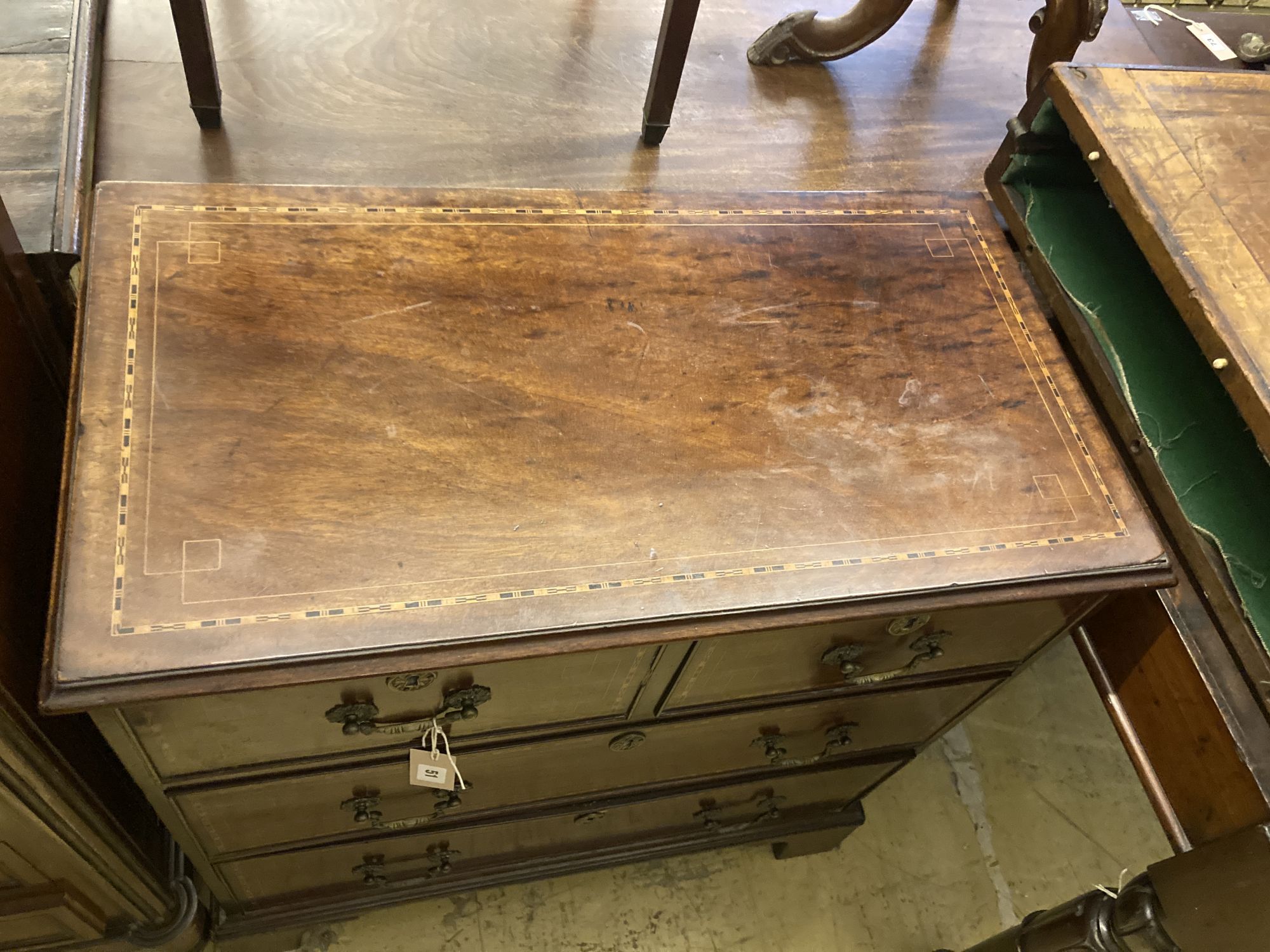 A George III mahogany four drawer chest, width 76cm, depth 40cm, height 81cm